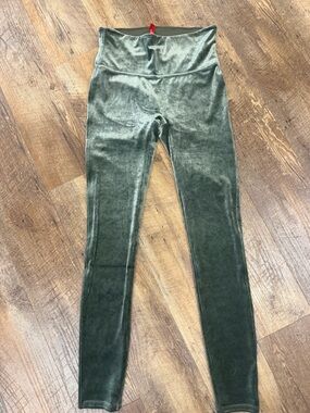 Velvet High-Waist Leggings - Green